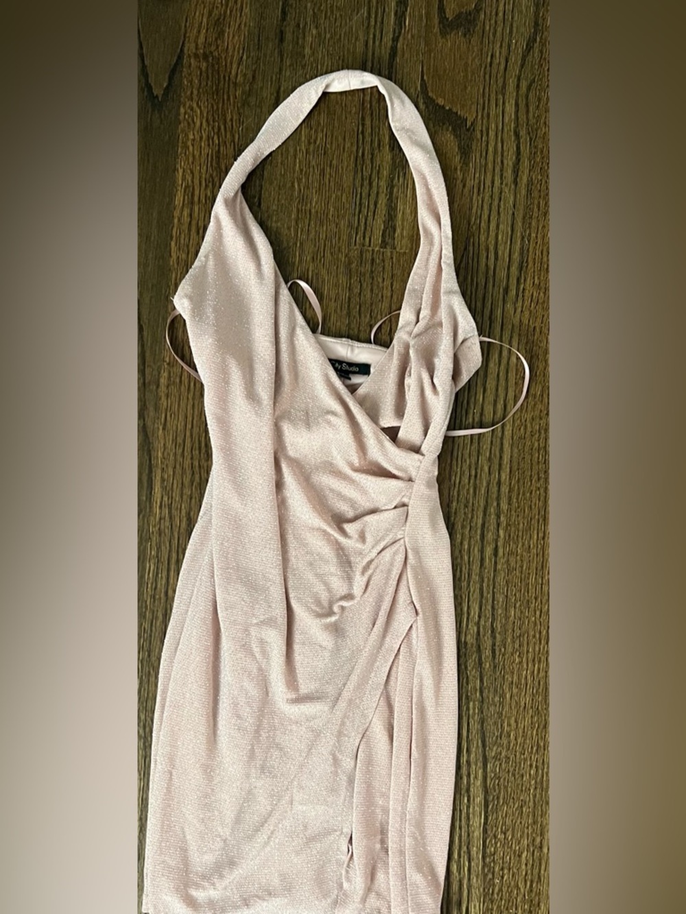 City Studio Light Pink One-Shoulder Halter Ruched Dress